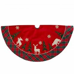 Northlight 48-Inch Red And Green Velvet Plaid Christmas Tree Skirt