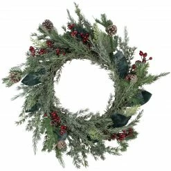 Northlight Mixed Foliage And Iced Berries Artificial Christmas Wreath, 26-Inch, Unlit