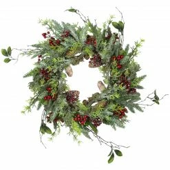 Northlight Frosted Pine And Berry Artificial Christmas Wreath, 25-Inch, Unlit