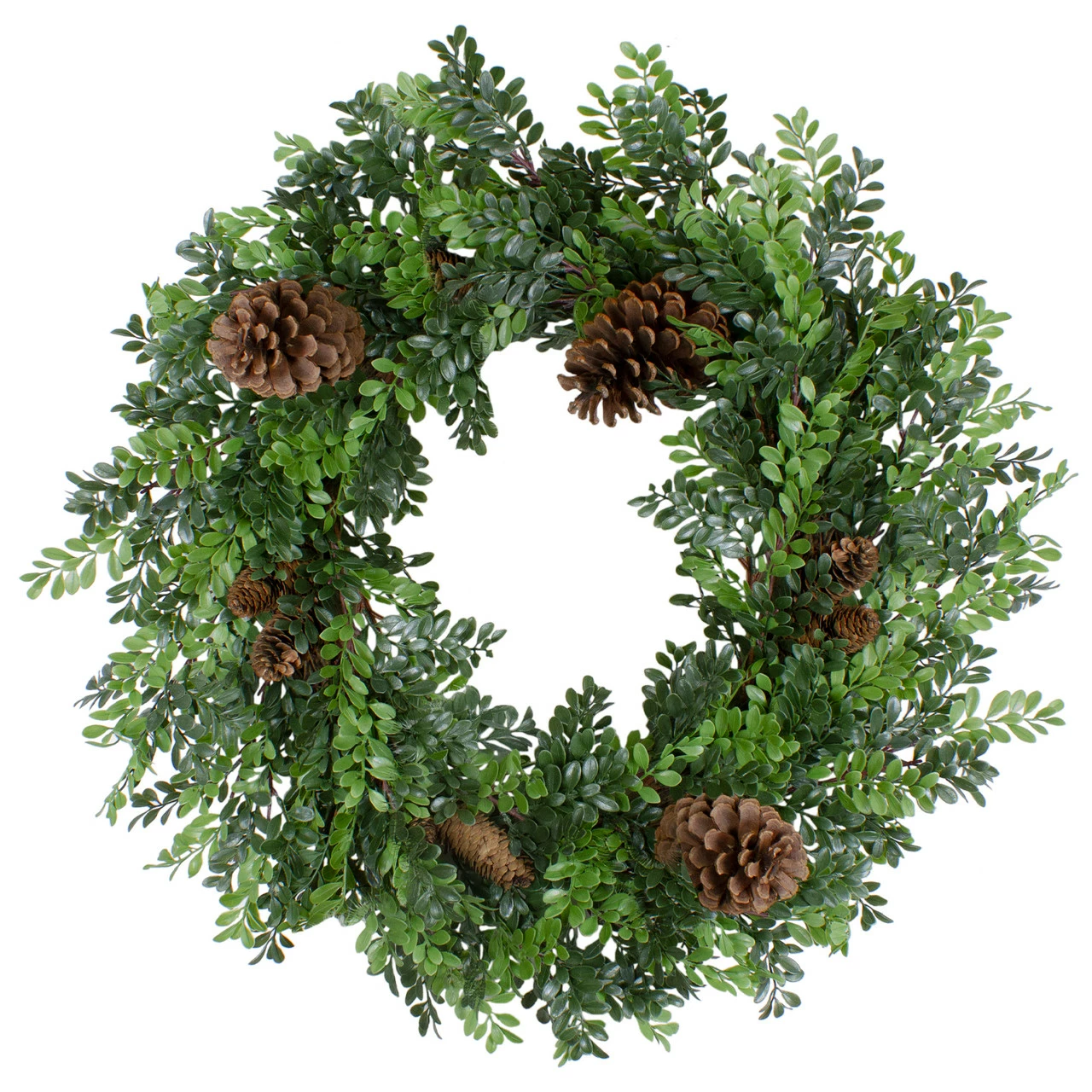 Northlight 27"Artificial Boxwood And Pine Cone Christmas Wreath-Unlit 1 Northlight 27"Artificial Boxwood And Pine Cone Christmas Wreath-Unlit