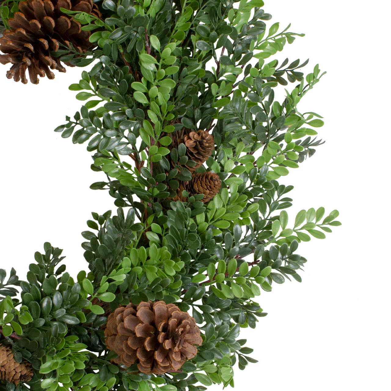 Northlight 27"Artificial Boxwood And Pine Cone Christmas Wreath-Unlit 2 Northlight 27"Artificial Boxwood And Pine Cone Christmas Wreath-Unlit - Image 2