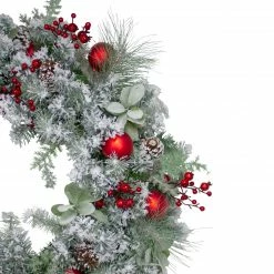 Northlight Flocked Artificial Mixed Pine And Red Ball And Berries Christmas Wreath, 40-Inch, Unlit -Wreaths & Garland shop northlight ll89767 2 updated 44094.1665611935