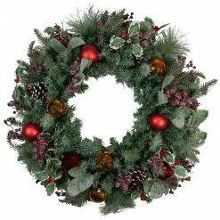 Northlight Frosted Long Needle Pine And Ornaments Artificial Christmas Wreath, 32-Inch