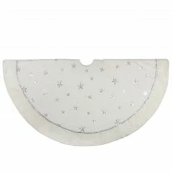 Northlight 48" White With Silver Sequined Stars Christmas Tree Skirt