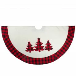 Northlight 48" White, Red And Black Buffalo Plaid Tree Christmas Tree Skirt