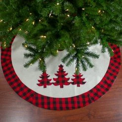 Northlight 48" White, Red And Black Buffalo Plaid Tree Christmas Tree Skirt -Wreaths & Garland shop northlight lt90712 5 58446.1663688874