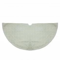 Contemporary Home Living 48" Solid White Quilted Christmas Tree Skirt With Velvet Trim