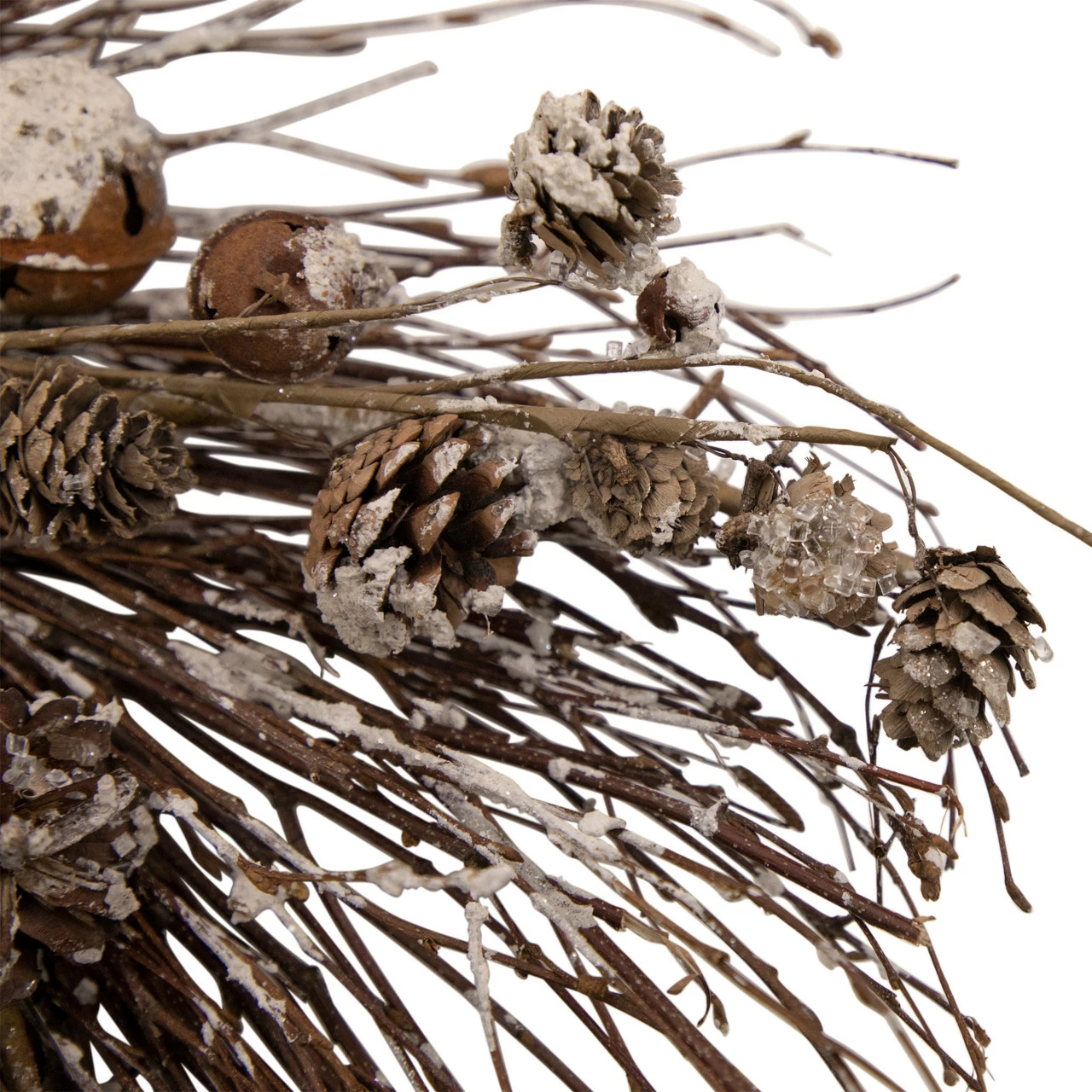 Northlight Iced Pine Cones And Bells Christmas Twig Wreath, 20-Inch, Unlit 2 Northlight Iced Pine Cones And Bells Christmas Twig Wreath, 20-Inch, Unlit - Image 2
