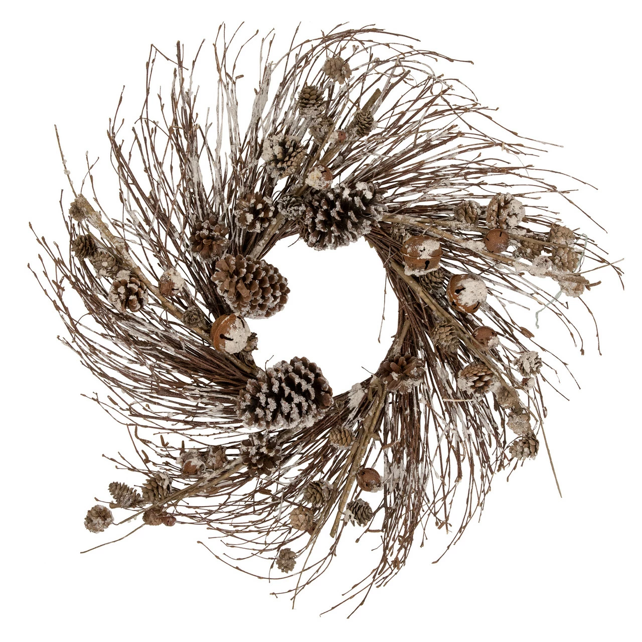 Northlight Iced Pine Cones And Bells Christmas Twig Wreath, 20-Inch, Unlit 1 Northlight Iced Pine Cones And Bells Christmas Twig Wreath, 20-Inch, Unlit