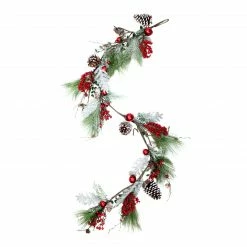 Northlight 5.5' X 7" Frosted And Flocked Berries Christmas Garland - Unlit -Wreaths & Garland shop northlight nl00310 3 25704.1599787107