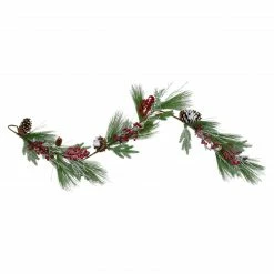 Northlight 5.75' X 7" Green And Red Frosted Berries And Pinecones Artificial Christmas Garland - Unlit