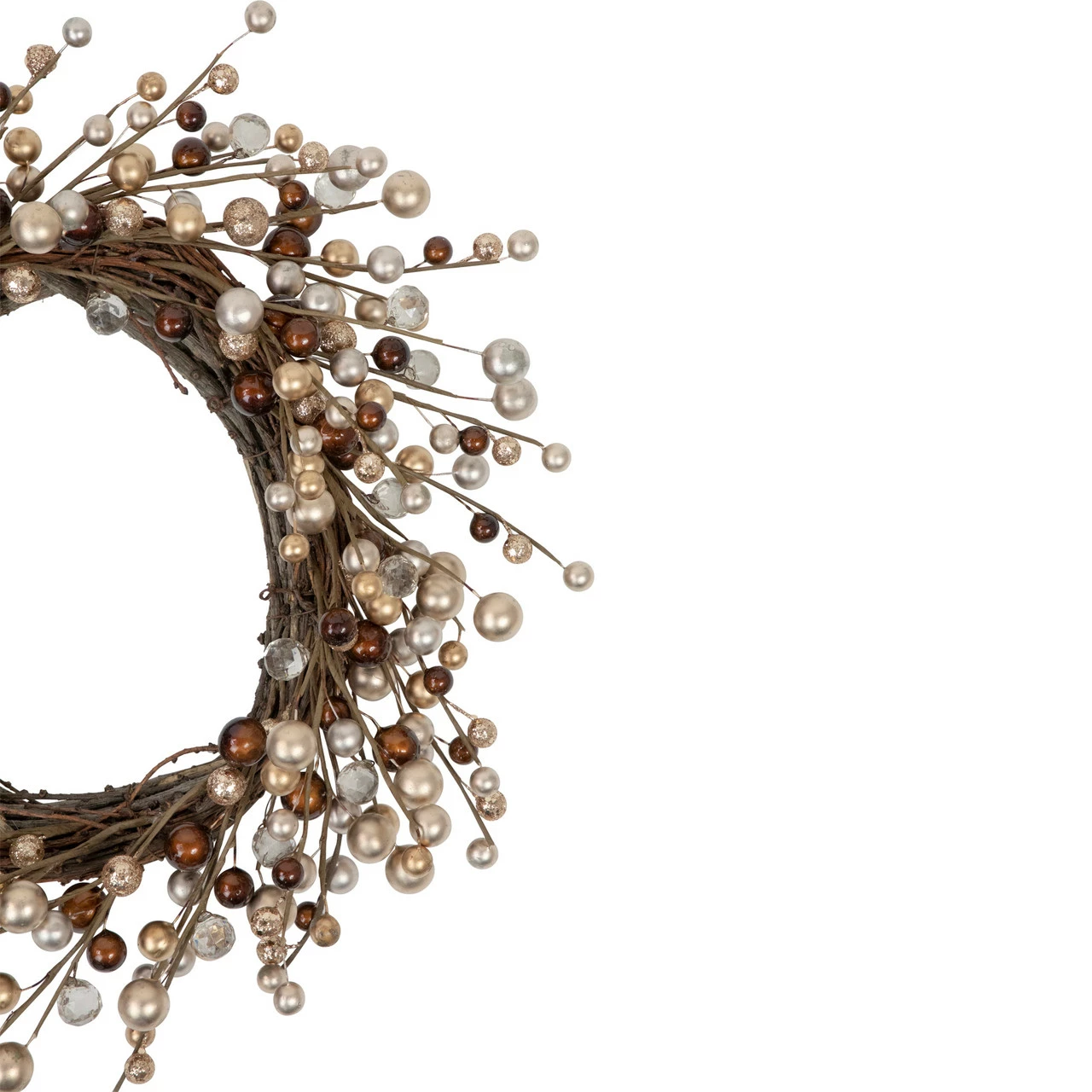 Northlight Burgundy And Silver Ball Christmas Ornament Twig Wreath, 20-Inch, Unlit 3 Northlight Burgundy And Silver Ball Christmas Ornament Twig Wreath, 20-Inch, Unlit - Image 3