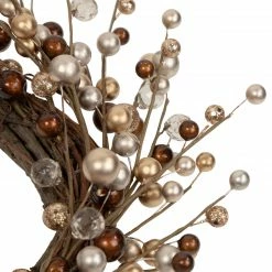 Alternative view of Northlight Burgundy And Silver Ball Christmas Ornament Twig Wreath, 20-Inch, Unlit