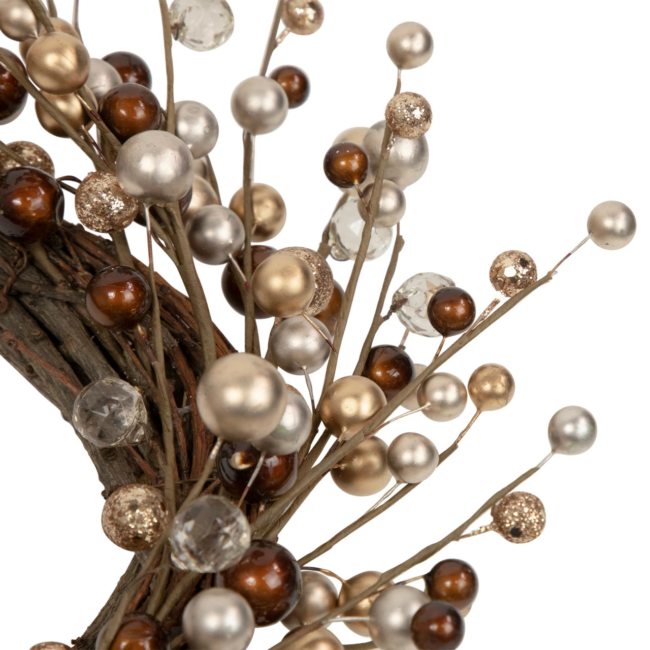 Northlight Burgundy And Silver Ball Christmas Ornament Twig Wreath, 20-Inch, Unlit 2 Northlight Burgundy And Silver Ball Christmas Ornament Twig Wreath, 20-Inch, Unlit - Image 2