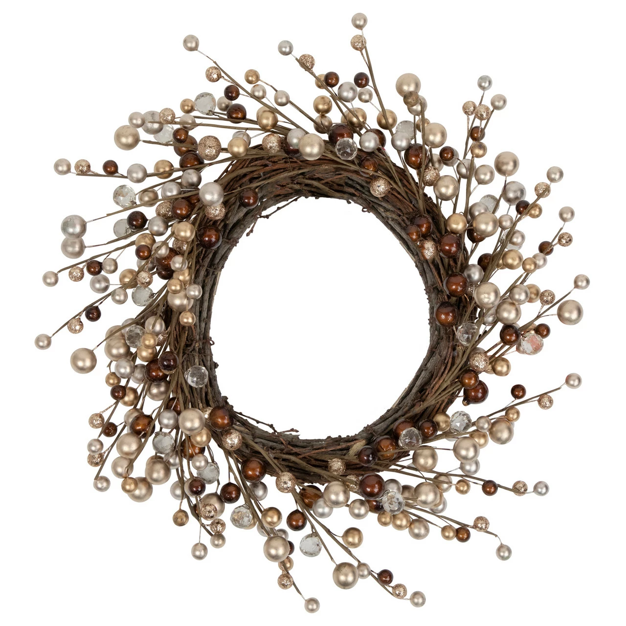 Northlight Burgundy And Silver Ball Christmas Ornament Twig Wreath, 20-Inch, Unlit 1 Northlight Burgundy And Silver Ball Christmas Ornament Twig Wreath, 20-Inch, Unlit
