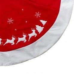 Northlight 48" Red Sleigh And Reindeer Embroidered Christmas Tree Skirt -Wreaths & Garland shop northlight nl01832 4 updated 99238.1612412059
