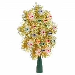 Northlight 8" Lighted Gold Retro Tinsel Snowflake Christmas Tree Topper - Multi Lights -Wreaths & Garland shop northlight nl02619 2 06498.1665610751