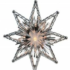 Northlight 8" Silver Lighted Star Christmas Tree Topper - Clear Lights -Wreaths & Garland shop northlight nl02621 3 87455.1663687956