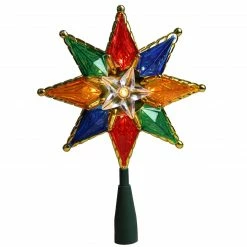 Northlight 8" Lighted Multi Color 8-Point Star Christmas Tree Topper - Clear Lights -Wreaths & Garland shop northlight nl02623 3 65615.1600132629