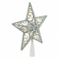 Northlight 9" LED Lighted Silver Glitter Star Christmas Tree Topper, Warm White Lights 6 Northlight 9" LED Lighted Silver Glitter Star Christmas Tree Topper, Warm White Lights -Wreaths & Garland shop northlight nl02636 2 97316.1666251136