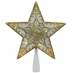 Northlight 9" Gold And White Glittered Star LED Christmas Tree Topper - Warm White Lights 5 Northlight 9" Gold And White Glittered Star LED Christmas Tree Topper - Warm White Lights -Wreaths & Garland shop northlight nl02636 3 92313.1602035331