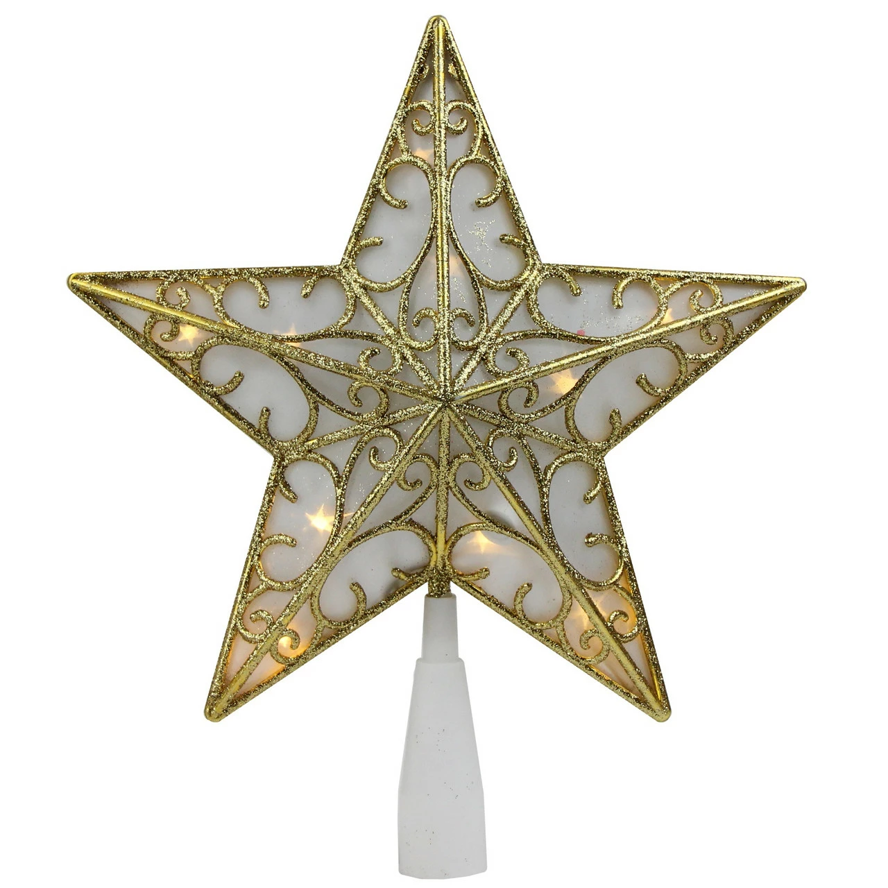 Northlight 9" Gold And White Glittered Star LED Christmas Tree Topper - Warm White Lights 3 Northlight 9" Gold And White Glittered Star LED Christmas Tree Topper - Warm White Lights - Image 3