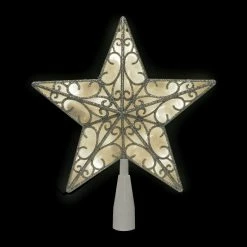Alternative view of Northlight 9" LED Lighted Silver Glitter Star Christmas Tree Topper, Warm White Lights