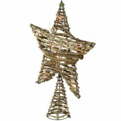 Northlight 11.5" Lighted Rattan Star Christmas Tree Topper - Clear Lights -Wreaths & Garland shop northlight nl02637 2new 04413.1661972646