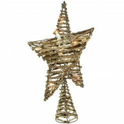 Northlight 11.5" Lighted Rattan Star Christmas Tree Topper - Clear Lights -Wreaths & Garland shop northlight nl02637 3new 16532.1661972646