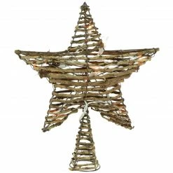Northlight 11.5" Lighted Rattan Star Christmas Tree Topper - Clear Lights -Wreaths & Garland shop northlight nl02637 4new 89231.1661972646