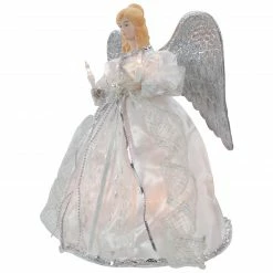 Northlight 12" Lighted Silver Angel With Wings Christmas Tree Topper - Clear Lights -Wreaths & Garland shop northlight ri92238 3 30601.1665519673
