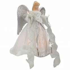 Northlight 12" Lighted Silver And White Angel With Wings Christmas Tree Topper - Clear Lights -Wreaths & Garland shop northlight ri92239 1 28354.1629819667