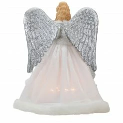 Northlight 12" Lighted Silver And White Angel With Wings Christmas Tree Topper - Clear Lights -Wreaths & Garland shop northlight ri92239 2 51235.1629819668