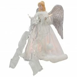 Northlight 12" Lighted Silver And White Angel With Wings Christmas Tree Topper - Clear Lights -Wreaths & Garland shop northlight ri92239 3 20092.1629819668