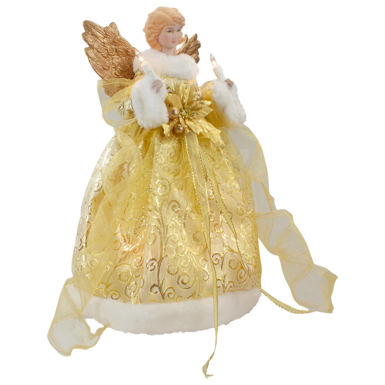 Northlight 12" Lighted Gold Angel With Wings Christmas Tree Topper - Clear Lights 4 Northlight 12" Lighted Gold Angel With Wings Christmas Tree Topper - Clear Lights - Image 4