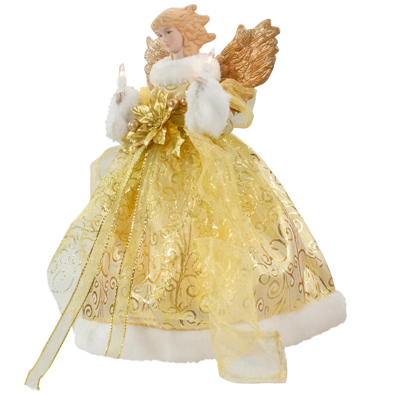 Northlight 12" Lighted Gold Angel With Wings Christmas Tree Topper - Clear Lights 3 Northlight 12" Lighted Gold Angel With Wings Christmas Tree Topper - Clear Lights - Image 3