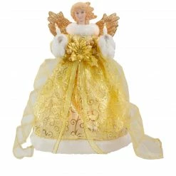 Northlight 12" Lighted Gold Angel With Wings Christmas Tree Topper - Clear Lights