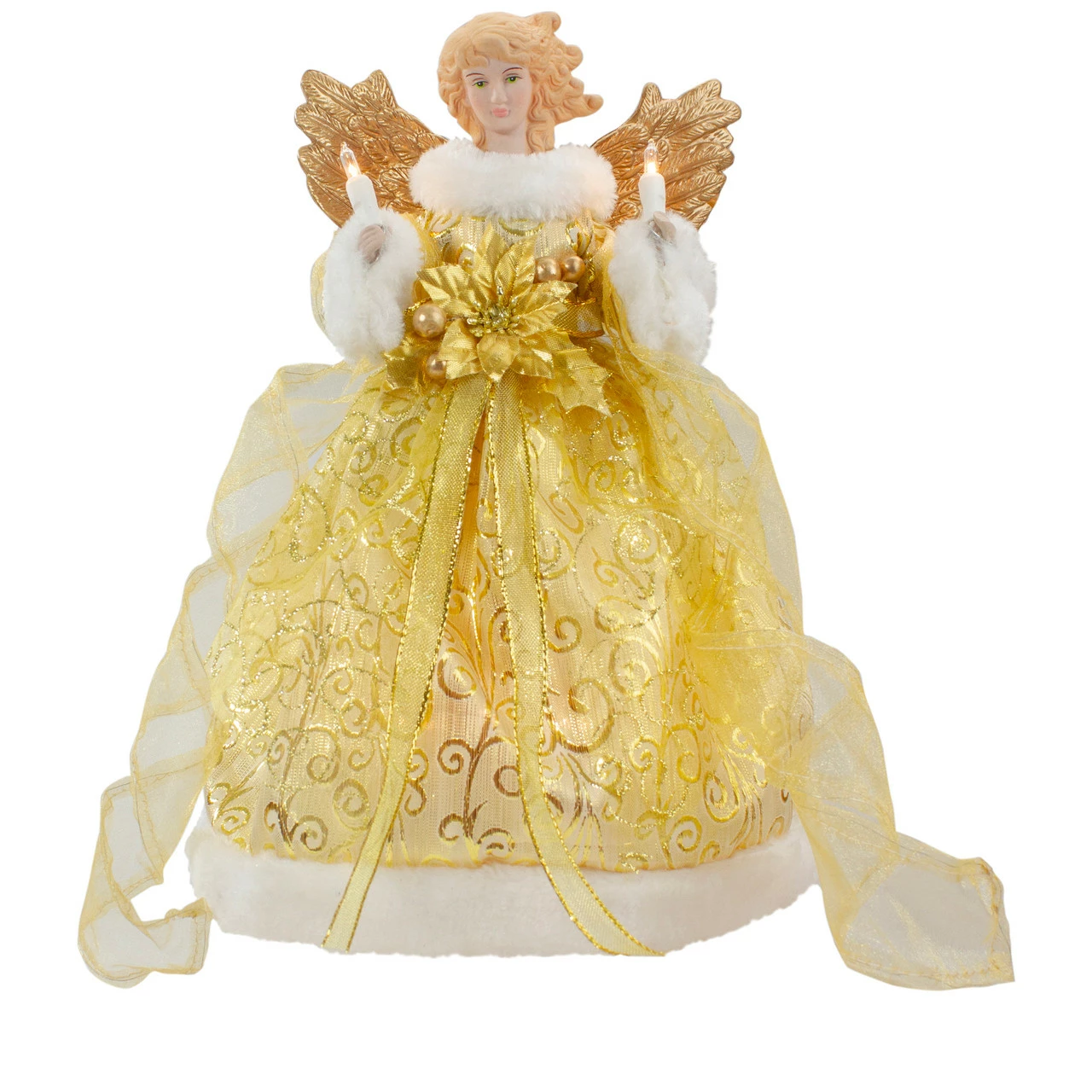 Northlight 12" Lighted Gold Angel With Wings Christmas Tree Topper - Clear Lights 1 Northlight 12" Lighted Gold Angel With Wings Christmas Tree Topper - Clear Lights