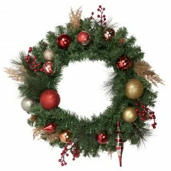 Northlight Green Mixed Foliage And Ornaments Artificial Christmas Wreath, 30-Inch, Unlit