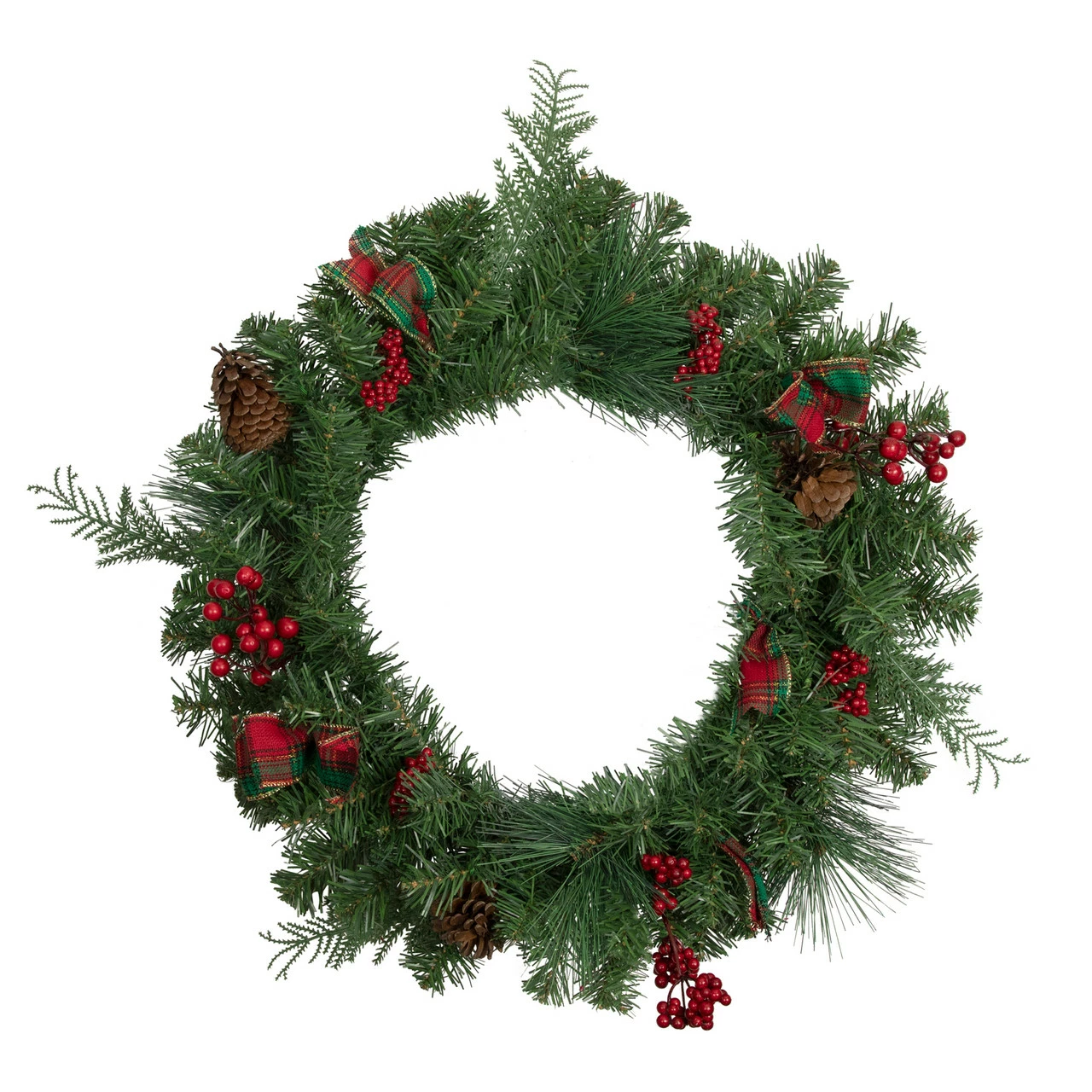 Northlight Pine Cones And Berries Artificial Christmas Wreath With Ribbon, 24-Inch, Unlit 1 Northlight Pine Cones And Berries Artificial Christmas Wreath With Ribbon, 24-Inch, Unlit