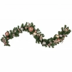 Northlight 6' X 12" Green Foliage With Stars And Ornaments Artificial Christmas Garland, Unlit