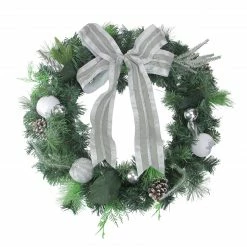 Northlight Bow And Pine Cone Artificial Christmas Wreath - 24-Inch, Unlit