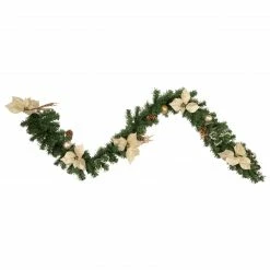 Northlight 6' X 9" Poinsettia And Pinecone Artificial Christmas Garland, Unlit