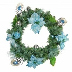 Northlight Peacock Poinsettia Artificial Christmas Wreath - 24-Inch, Unlit