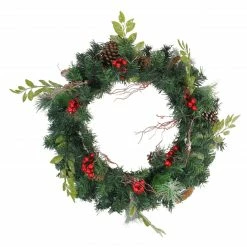 Northlight Pre-Decorated Frosted Pinecone And Berry Artificial Christmas Wreath - 24-Inch, Unlit
