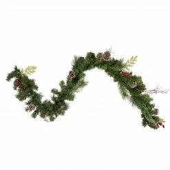 Northlight 6' X 9" Pre-Decorated Frosted Pinecone And Berry Artificial Christmas Garland, Unlit