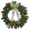 Northlight Pre-Decorated Ball Ornaments And Bow Artificial Christmas Wreath, 24-Inch, Unlit