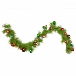 Northlight 6' X 9" Multi-Colored Ornament And Long Needle Pine Artificial Christmas Garland, Unlit