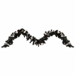 Northlight 9' X 6" Pre-Lit Decorated Black Pine Artificial Christmas Garland, Cool White LED Lights