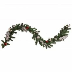 Northlight 6' X 10" Pre-Lit Decorated Green Pine Artificial Christmas Garland, Warm White LED Lights